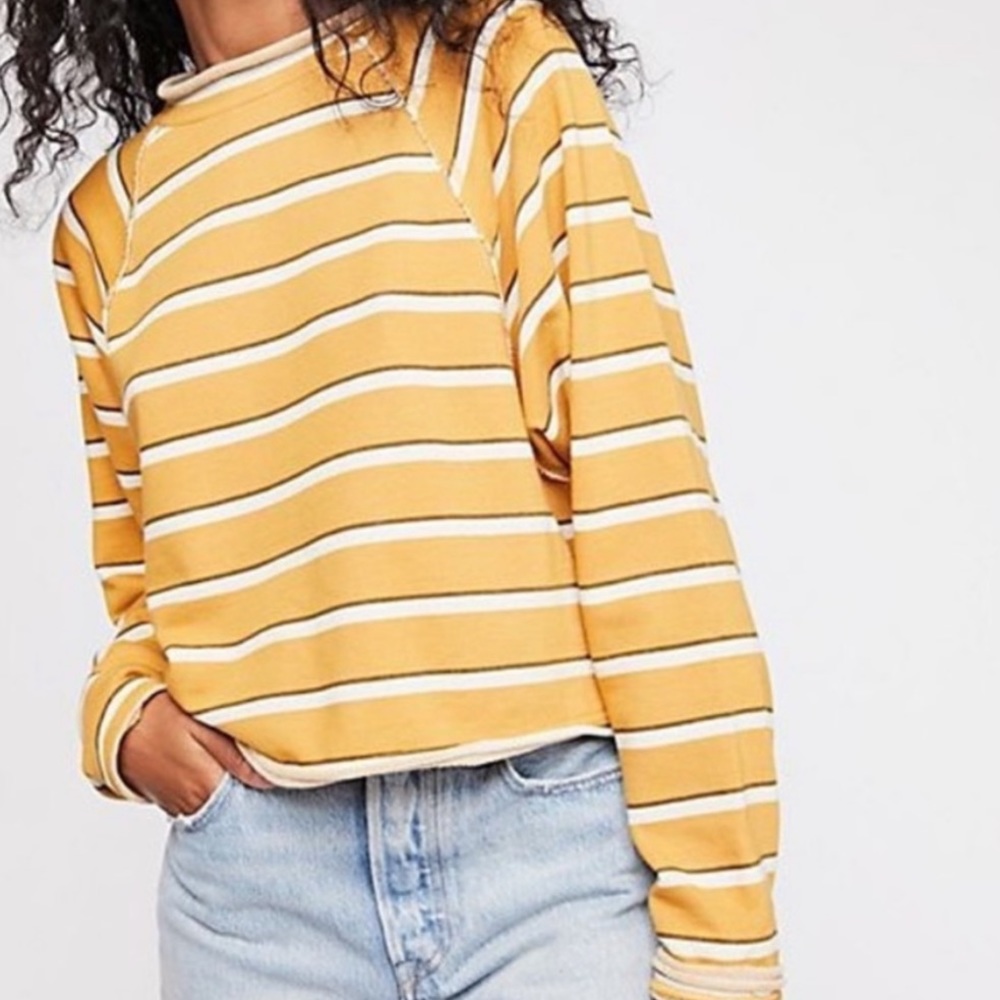 Free People mock neck striped top